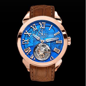Jacob & Co. Palatial Flying Tourbillon Hours & Minutes Rose Gold (Blue Mineral Crystal) PT520.24.NS.QB.A Replica Watch